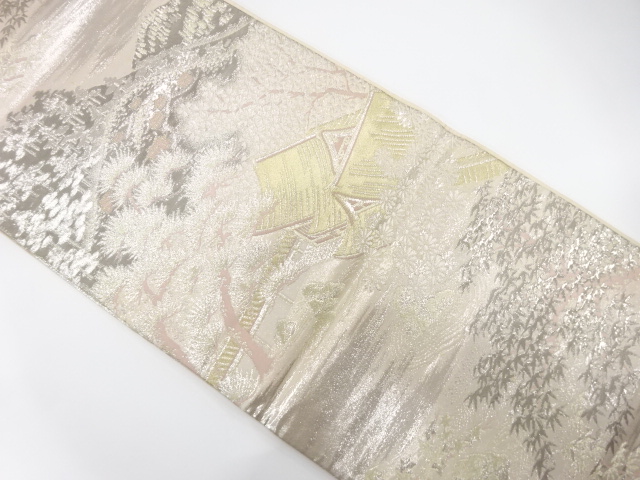 アンティーク　山並みに枯山水模様織り出し袋帯（材料）